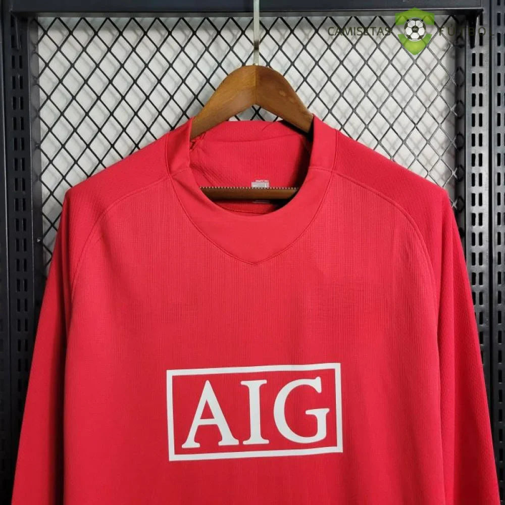Camiseta Manchester United 07-08, Local, Manga Larga (Version Retro)