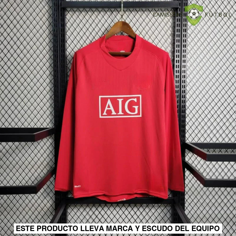 Camiseta Manchester United 07-08, Local, Manga Larga (Version Retro)