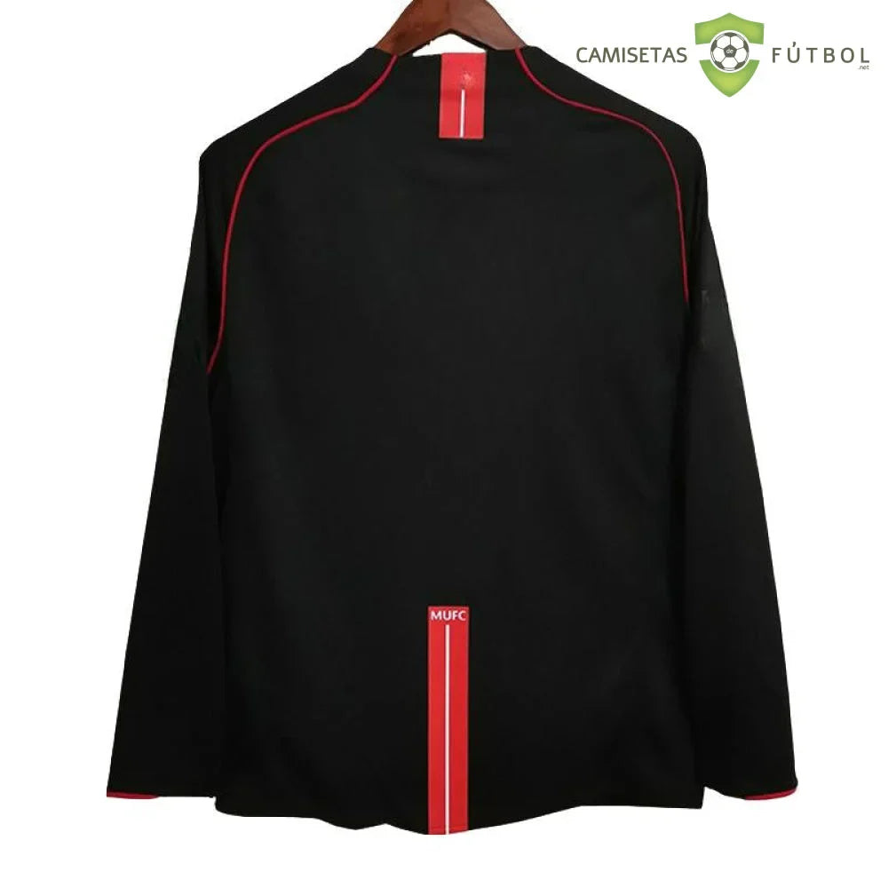 Camiseta Manchester United 07-08, Visitante, Manga Larga (Version Retro)