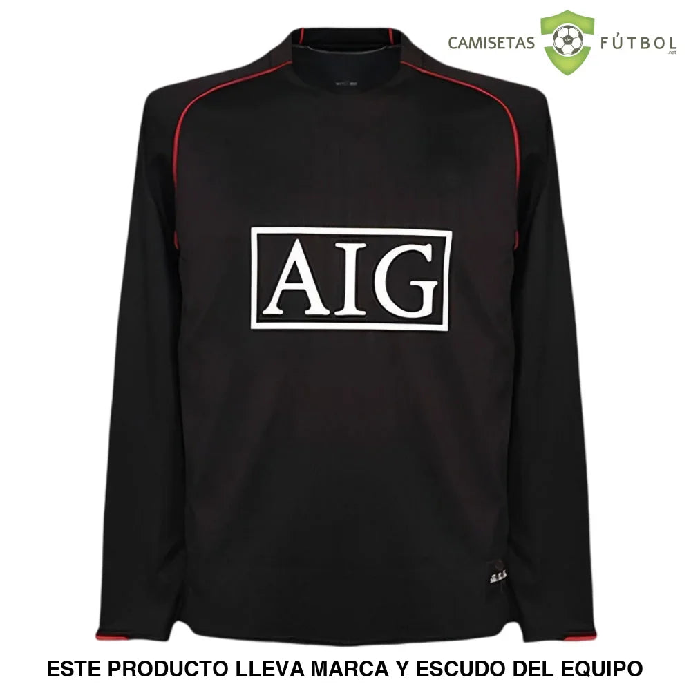 Camiseta Manchester United 07-08, Visitante, Manga Larga (Version Retro)